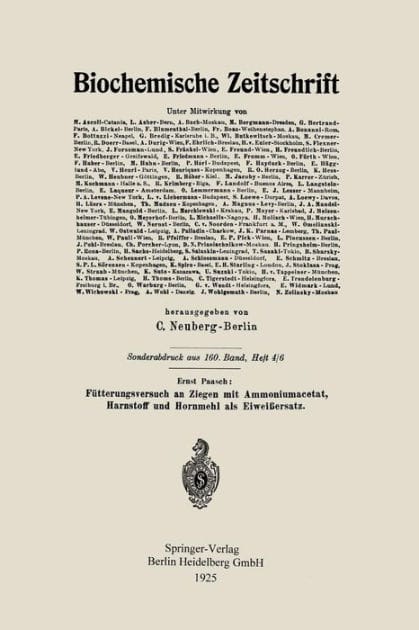 Fütterungsversuch an Ziegen mit Ammoniumacetat, Harnstoff und Hornmehl als Eiweißersatz