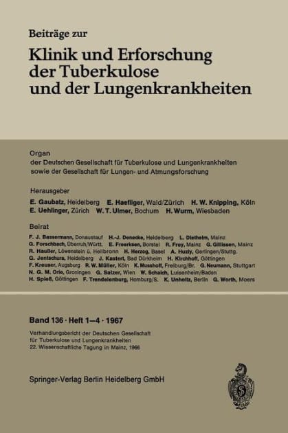 Verhandlungsbericht der Deutschen Tuberkulose-Tagung 1966: 22. Wissenschaftliche Tagung der Deutschen Gesellschaft für Tuberkulose und Lungenkrankheiten