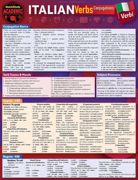 Italian Verbs - Conjugations: a QuickStudy Laminated Reference Guide